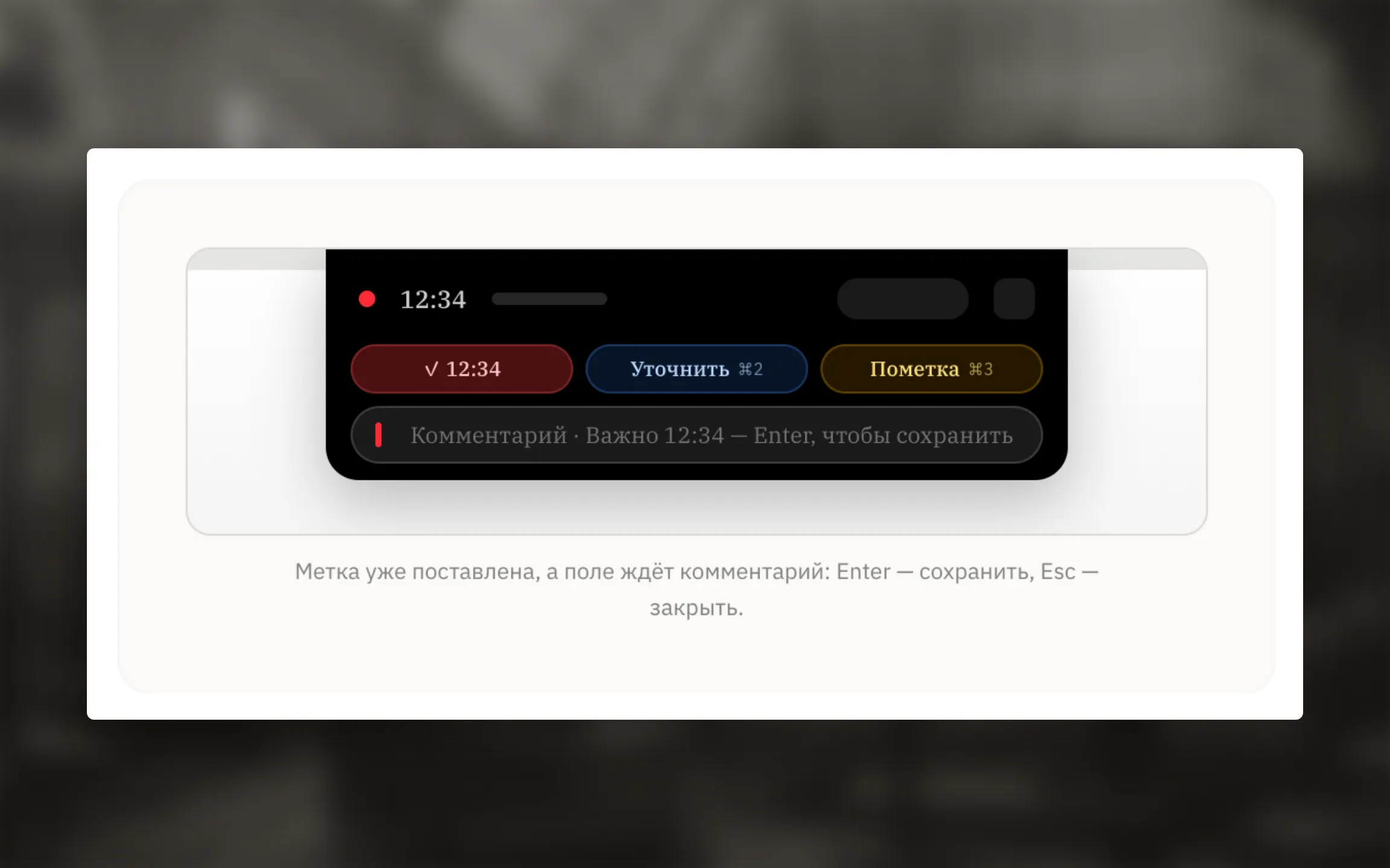 Превью быстрых меток для панели у камеры.